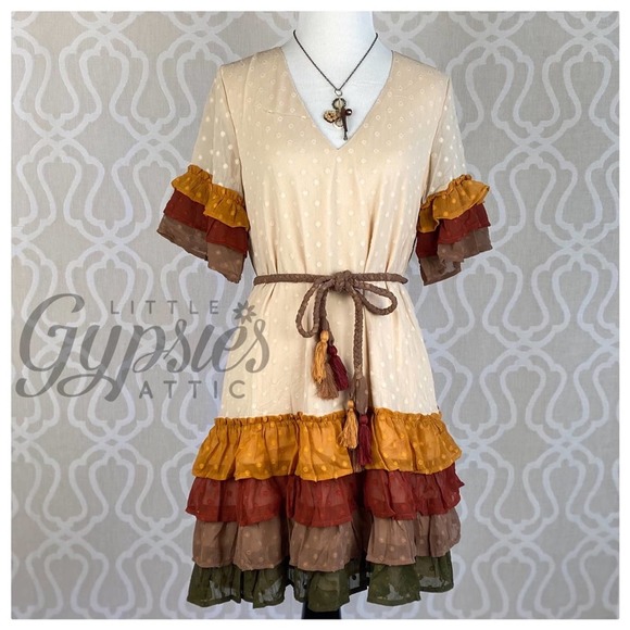 Autumn Belle in Falling Ruffles Mini Dress - Picture 2 of 13